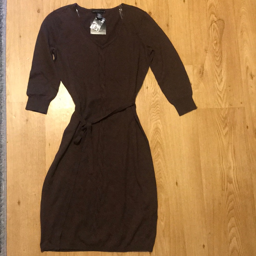 Apostrophe Brown Sweater Dress